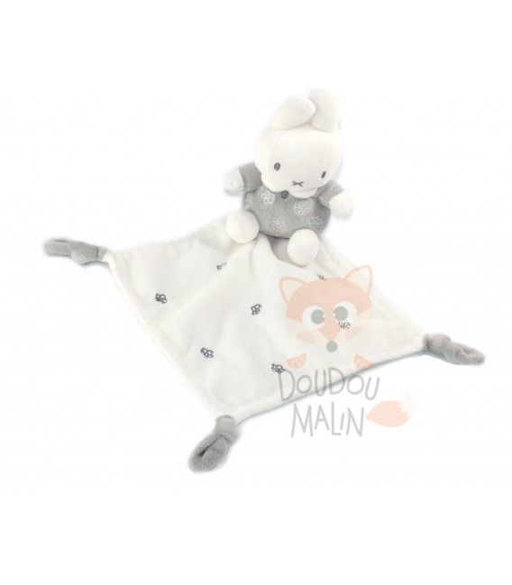 Miffy baby comforter rabbit white grey flower 